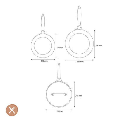 GreenPan - Geneva 4-delige Pannenset 18/24/24 cm - 2 Koekenpannen + Stoofpan met deksel Pannenset GreenPan 