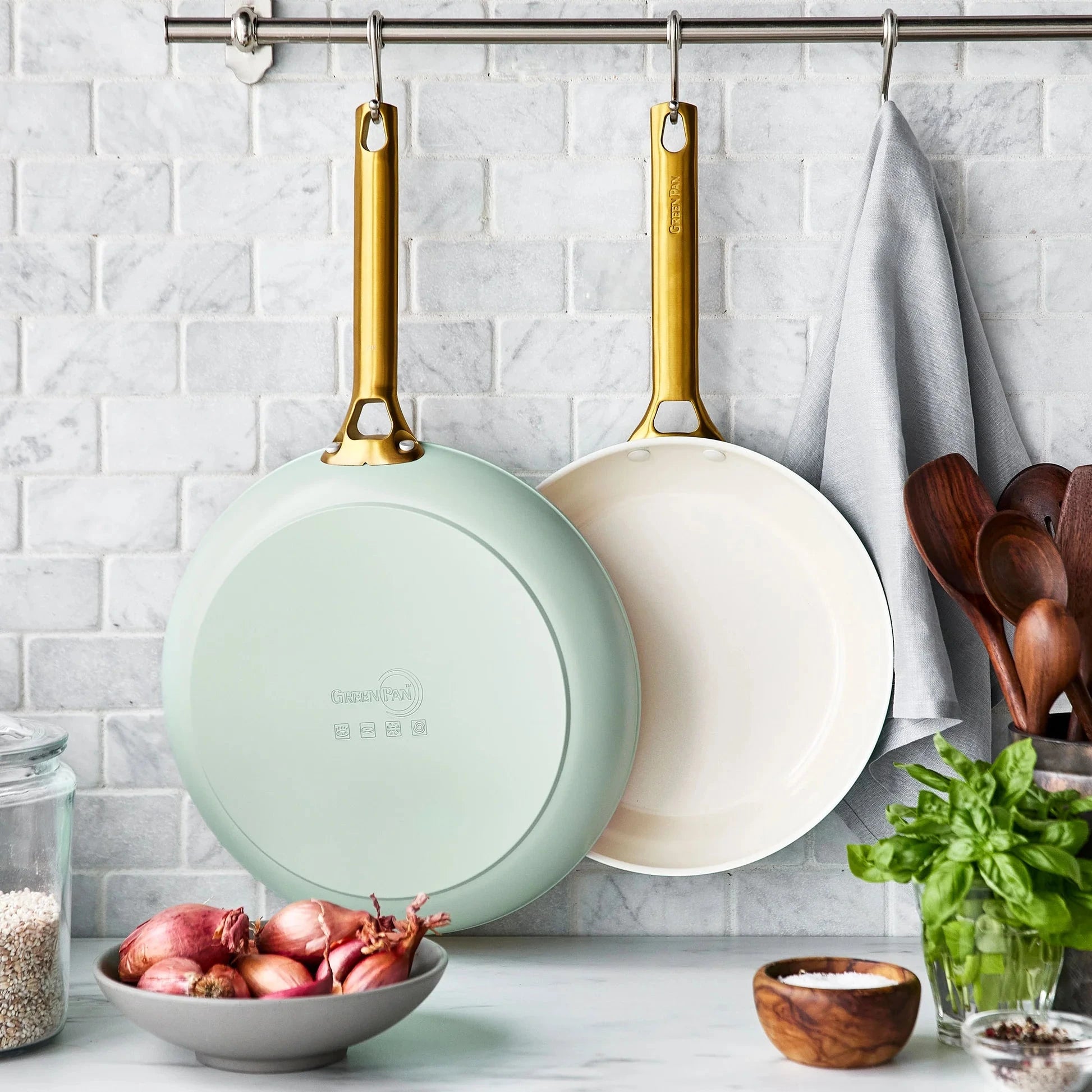 GreenPan - Padova Smokey Blue/Mint Green 4-delige Koekenpannenset 20/26/28 cm Pannenset GreenPan 