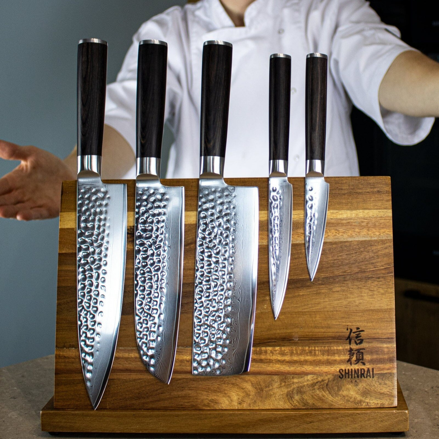 Shinrai Knives - Hammered Damask BR 5-Piece Knife Set
