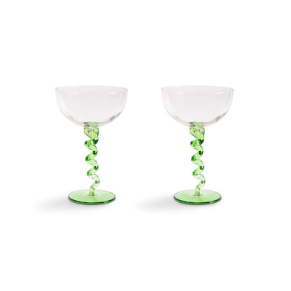 &Klevering - Coupe spiraal groen set van 2 Cocktail glazen &Klevering 