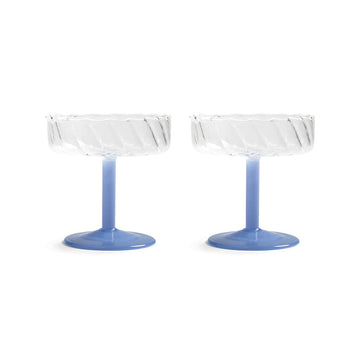 &Klevering - Coupe twirl blauw set van 2 Cocktail glazen &Klevering 