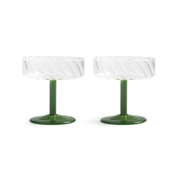 &Klevering - Coupe twirl donkergroen set van 2 Cocktail glazen &Klevering 