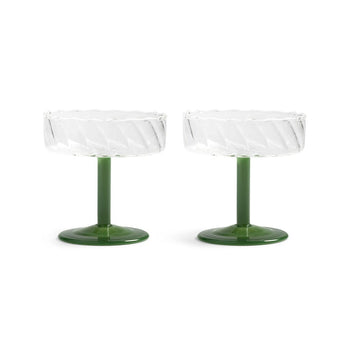 &Klevering - Coupe twirl donkergroen set van 2 Cocktail glazen &Klevering 