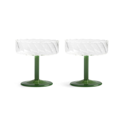 &Klevering - Coupe twirl donkergroen set van 2 Cocktail glazen &Klevering 