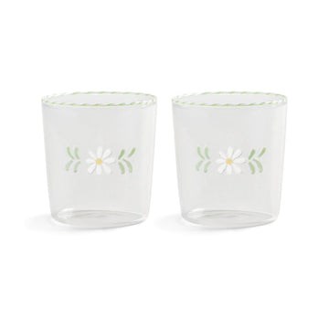 &Klevering - Glas flora wit set van 2 Drinkglazen &Klevering 