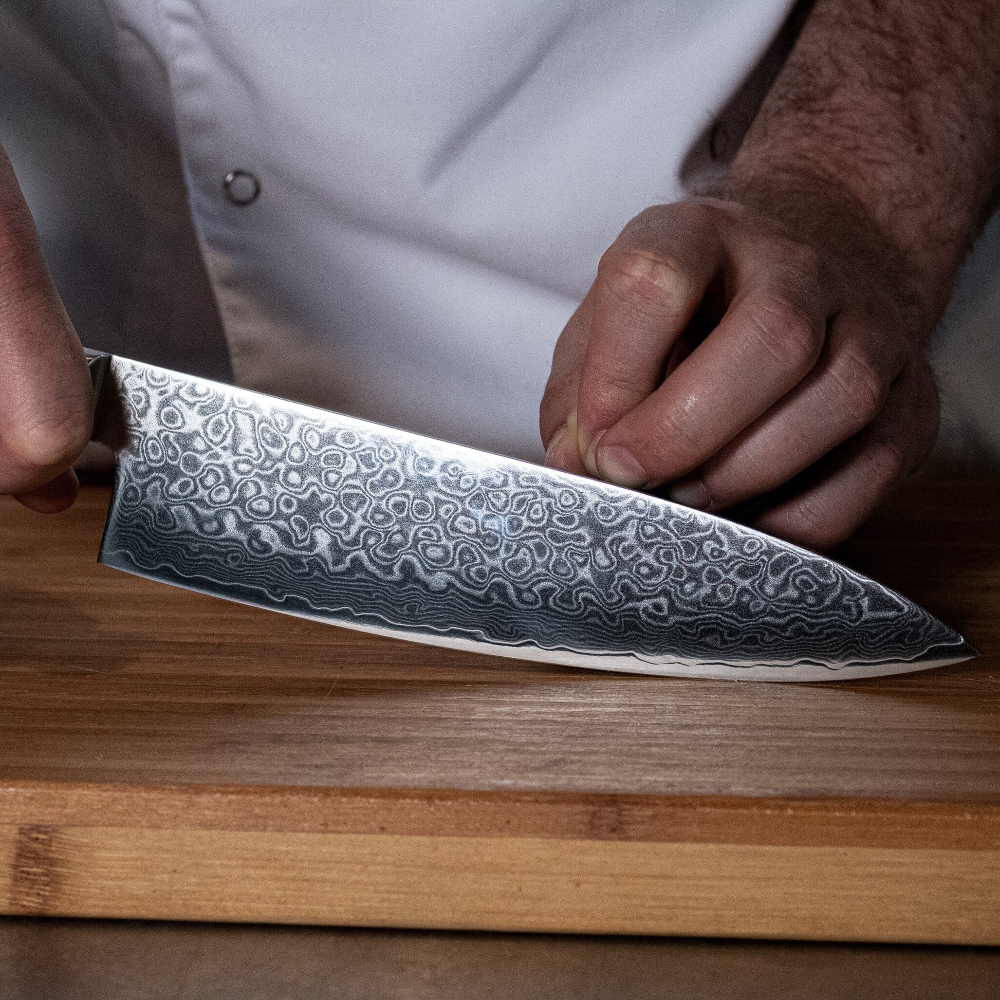 Shinrai Japan - Damast Pakka Wood 6-delige Messenset + Magnetisch Messenblok Scalae - Acacia hout Shinrai Japan 