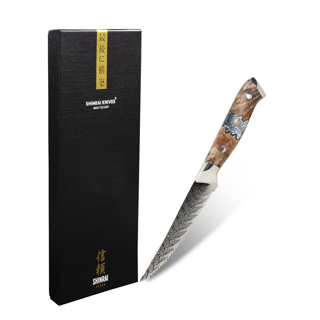 Shinrai Japan - Eclipse Series Damascus Steakmes 13 cm Steakmes Shinrai Japan 