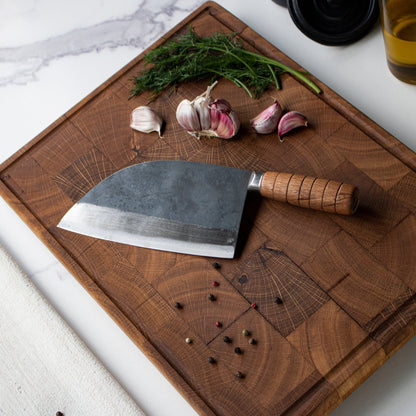 Shinrai Knives - 3 Bruine messen + Snijplank Messenset met snijplank Shinrai Knives 