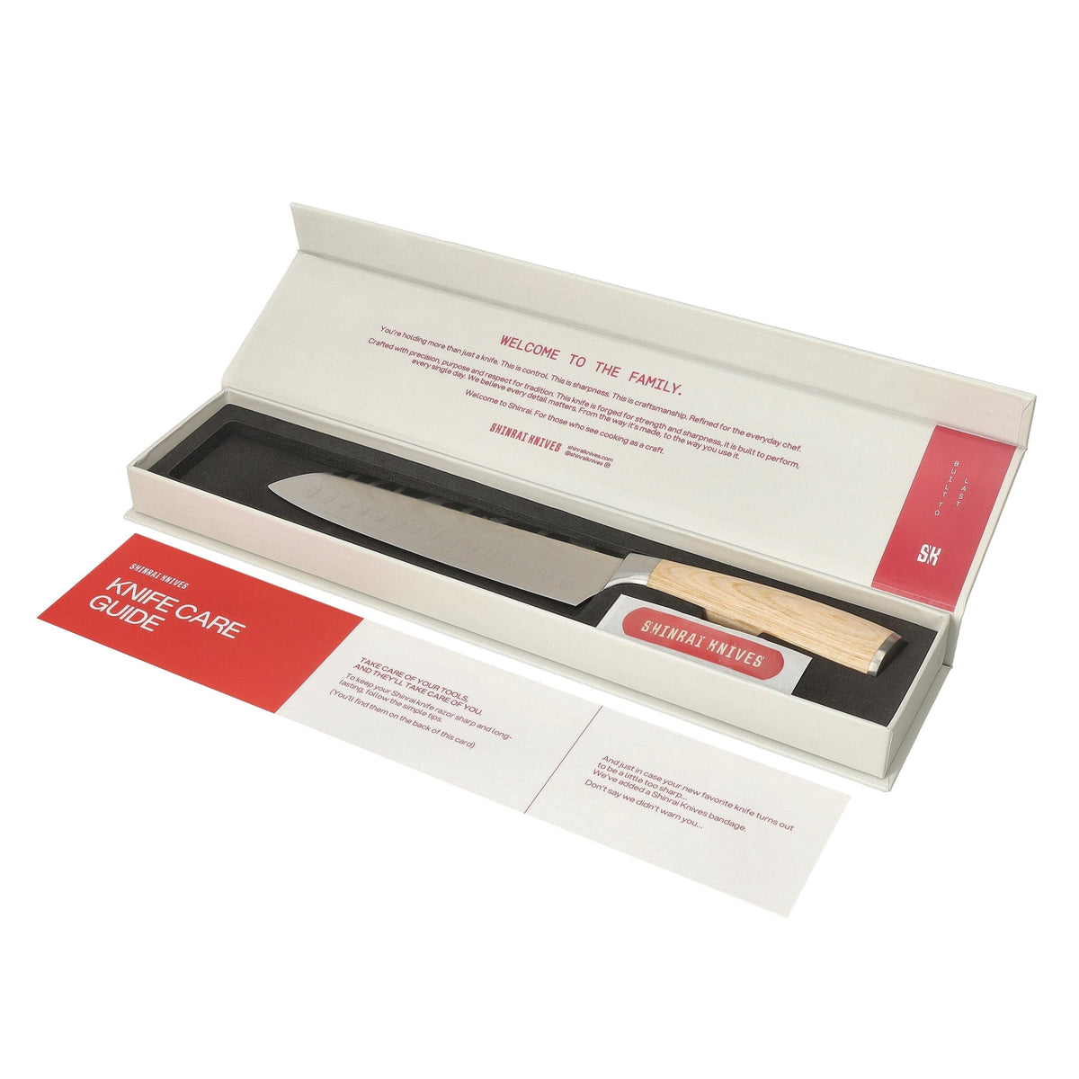 Shinrai Knives - Akari Damascus Print 6-delige Messenset + Magnetisch Messenblok Enkelzijdig Messenset met blok Shinrai Knives 
