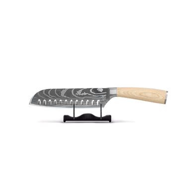 Shinrai Knives - Akari Damascus Print Santoku mes 18 cm Shinrai Knives 