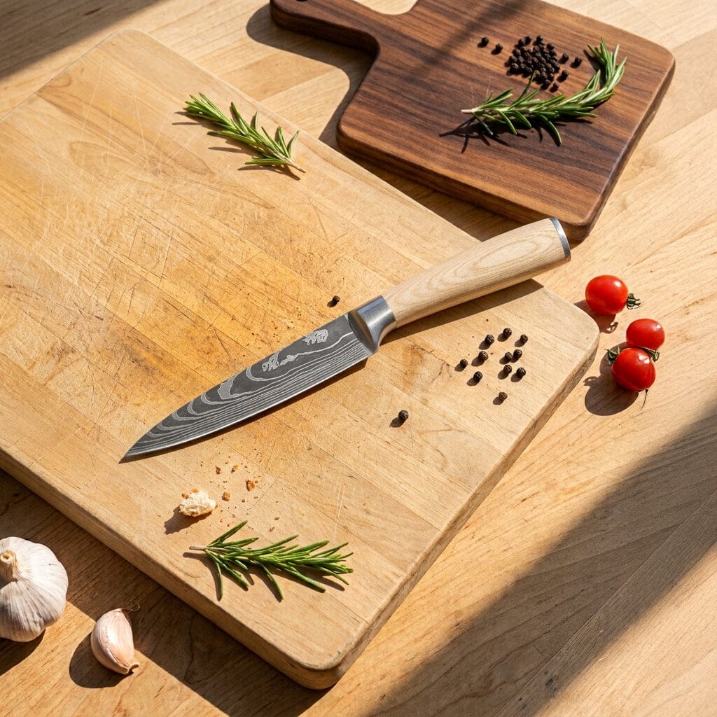 Shinrai Knives - Akari Damascus Print Schilmes 8 cm Schilmes Shinrai Knives 