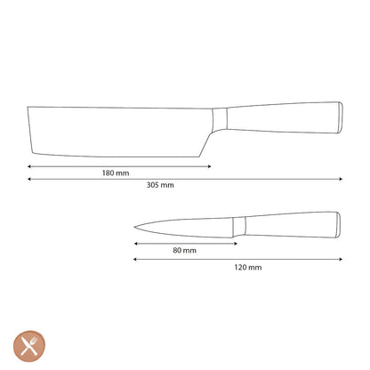 Shinrai Knives - Damascus Print Epoxy Onyx 2-delige Messenset - Nakiri + Schilmes Messenset Shinrai Knives 