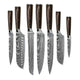 Shinrai Knives - Damascus Print 7-piece Knife Set 