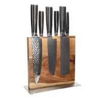 Shinrai Knives - Hammered RVS 6-delige Messenset + Messenblok Cito dubbelzijdig Messenset met blok Shinrai Knives 
