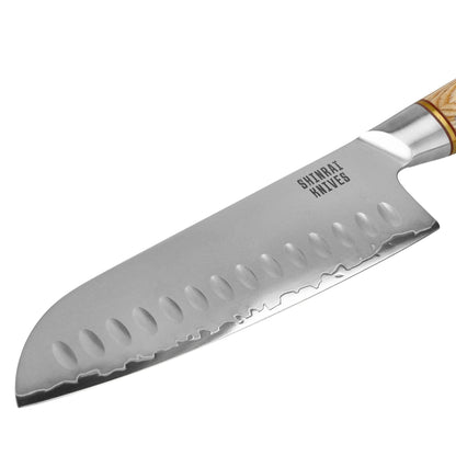 Shinrai Knives - Hikari Damascus Santoku mes 18 cm Santokumes Shinrai Knives 