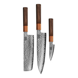 Shinrai Knives - Kigami Exclusive Damascus 3-delige set - Koksmes + Nakiri + Schilmes Messenset Shinrai Knives 