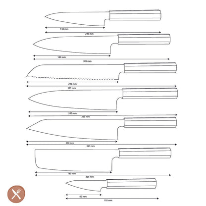 Shinrai Knives - Kigami Exclusive Damascus 7-delige messenset Messenset Shinrai Knives 