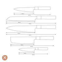 Shinrai Knives - Takumi Kaza 5-delige Damascus Messenset - Koksmes + Broodmes + Nakiri + Officemes + Schilmes Messenset Shinrai Knives 