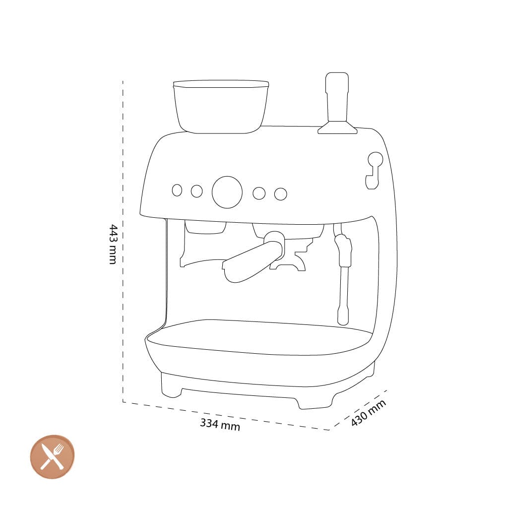 Smeg - Espressomachine | Watergroen | Jaren 50 | Handmatige espressomachine met geïntegreerde bonenmaler Handmatige Espressomachine Smeg 