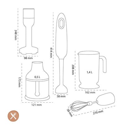 Smeg - Staafmixer | Crème | Jaren 50 | Staafmixer met accessoires | Plus pakket Staafmixer Smeg 