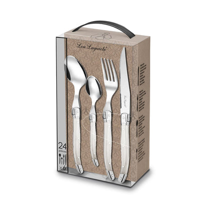 Lou Laguiole - 24-pc cutlery set in open window box - pearl Bestekset Lou Laguiole 