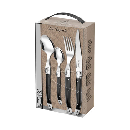 Lou Laguiole - 24-pc cutlery set in open window box - pepper Bestekset Lou Laguiole 